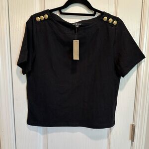 J. Crew Black Embellished Boxy Blouse